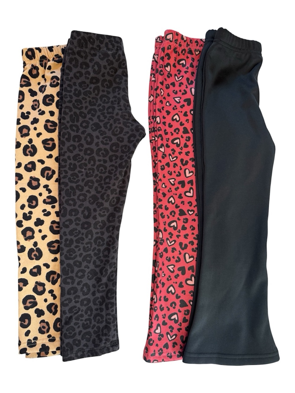 Pre-Owned Girl’s Size 5 Leopard Print and Solid Leggings Bundle - Fleece Lined